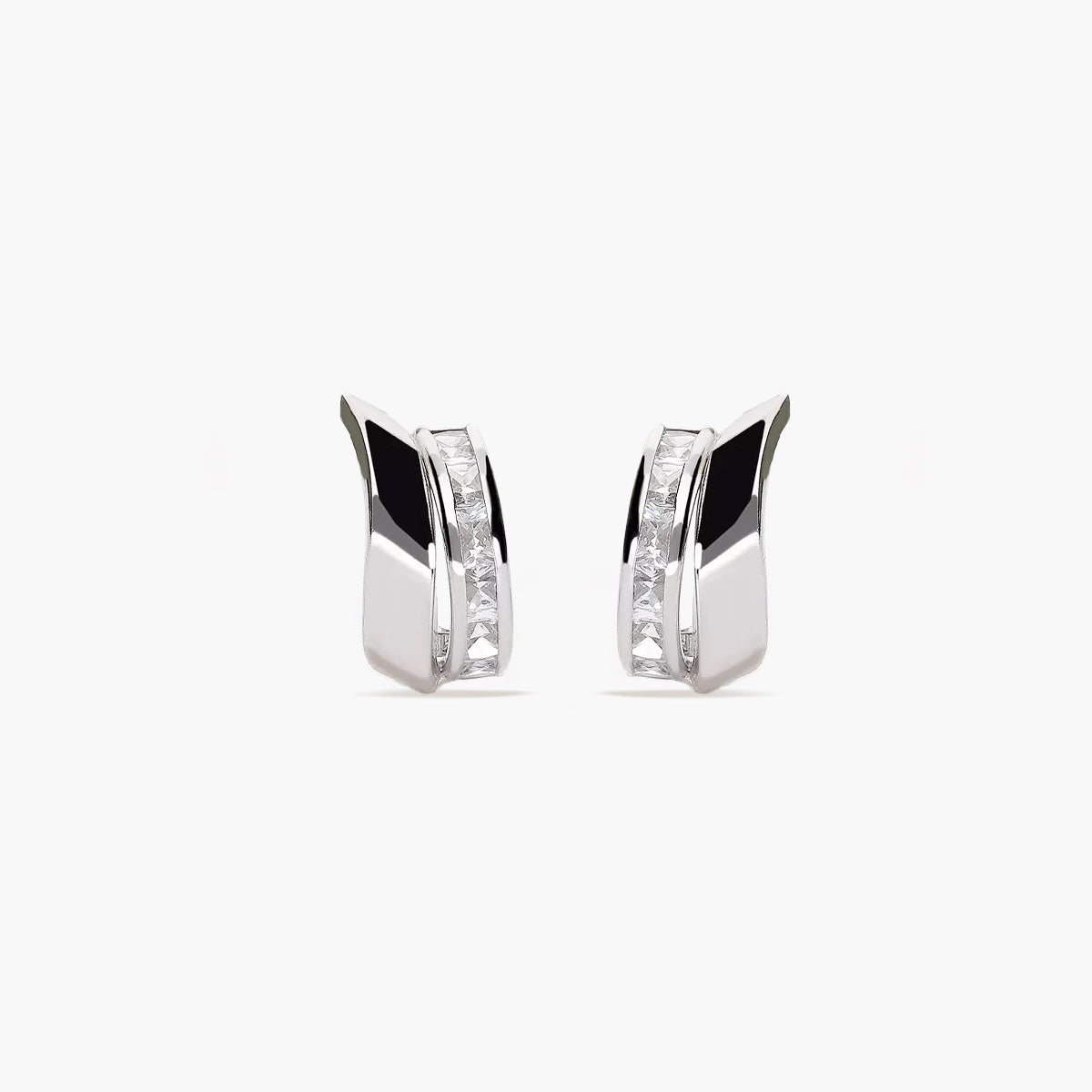 Pendientes de oro blanco 18K circonitas bagué 12 mm