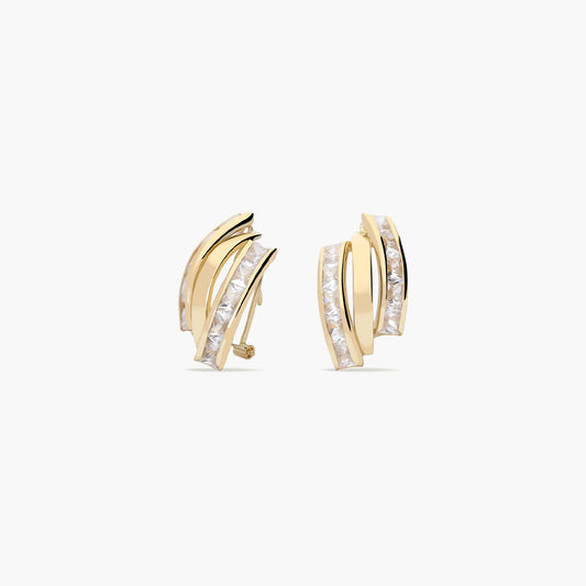 Pendientes de oro 18K circonitas bagué 17 mm