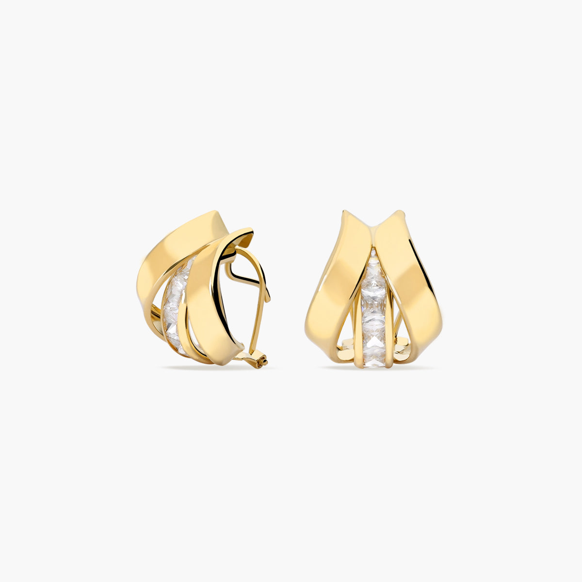 Pendientes de oro 18K circonitas bagué 14 mm