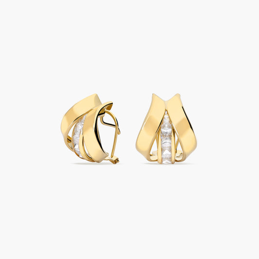 Pendientes de oro 18K circonitas bagué 14 mm