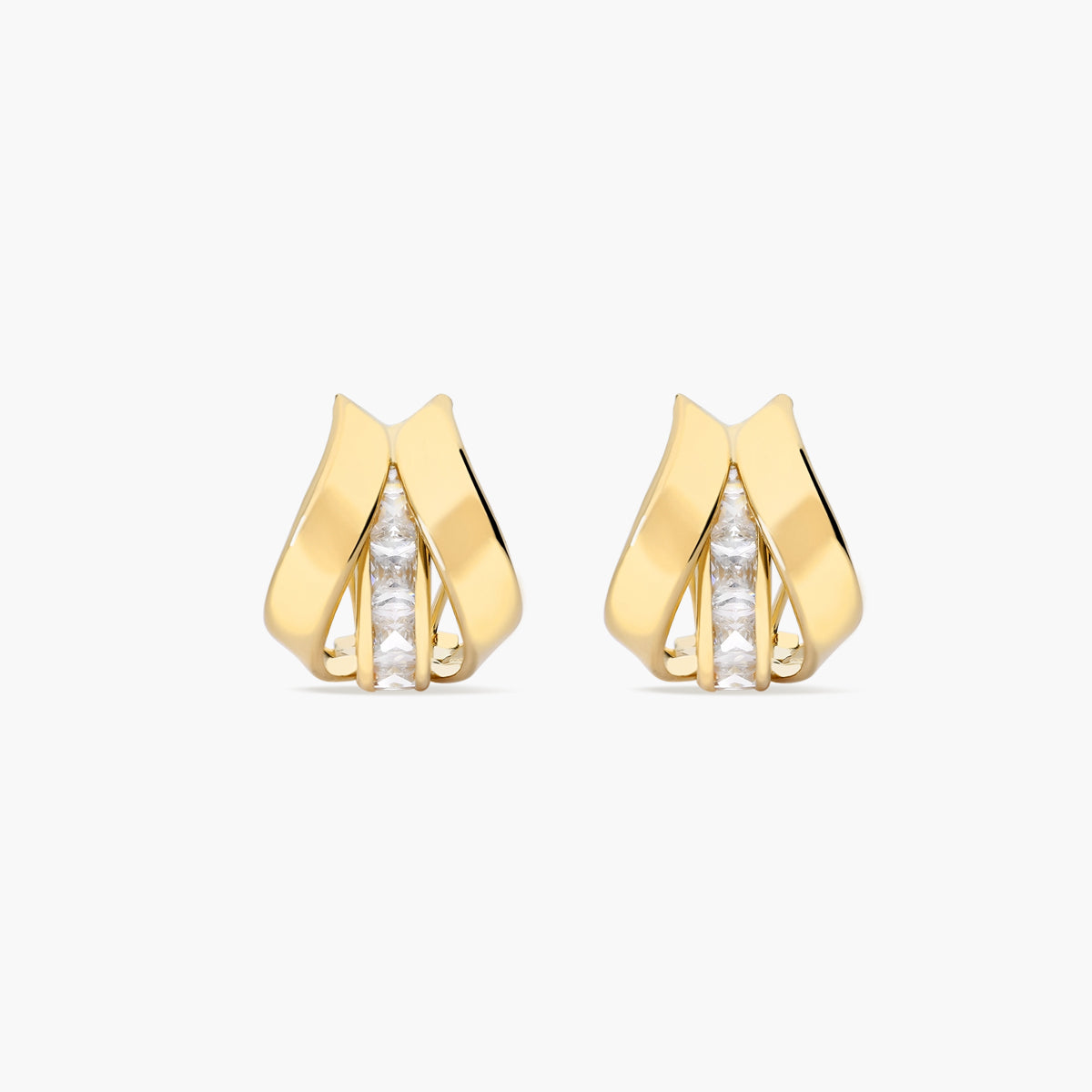 Pendientes de oro 18K circonitas bagué 14 mm
