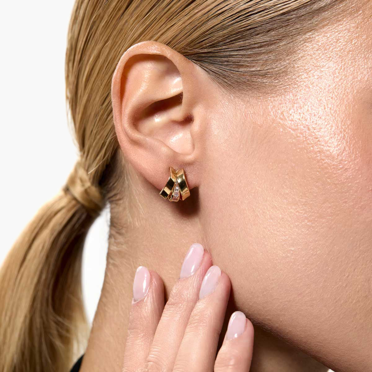 Pendientes de oro 18K circonitas bagué 14 mm