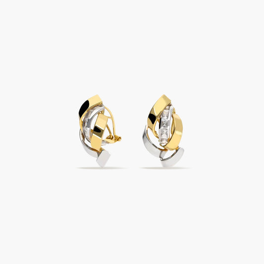 Pendientes de oro bicolor 18K circonitas bagué 22 mm