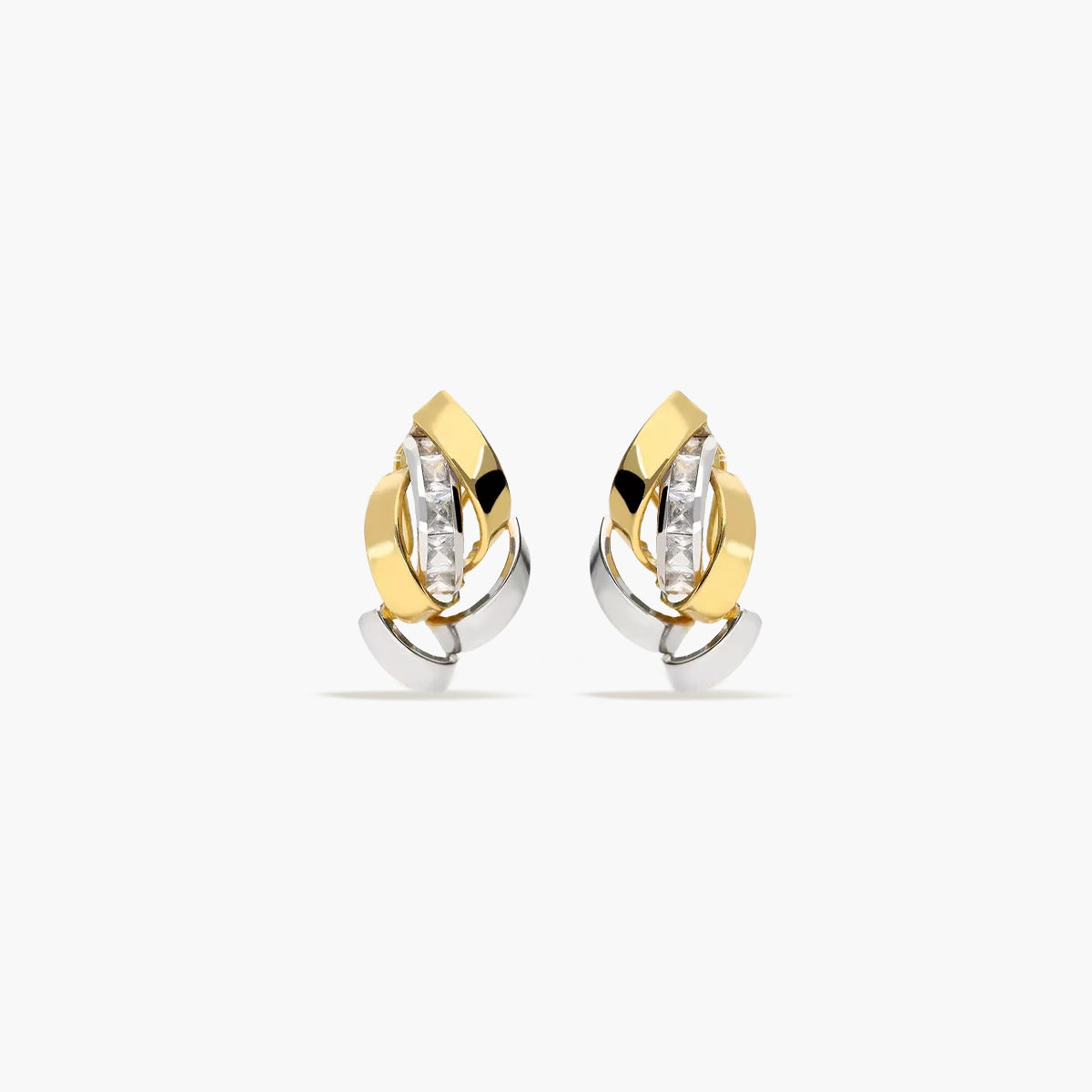 Pendientes de oro bicolor 18K circonitas bagué 22 mm