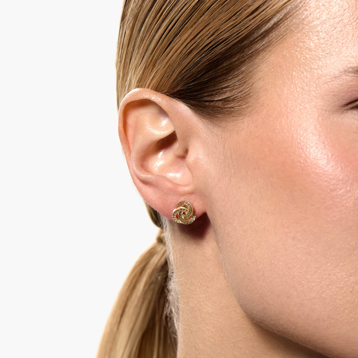 Pendientes de oro 18K nudo greca 10 mm