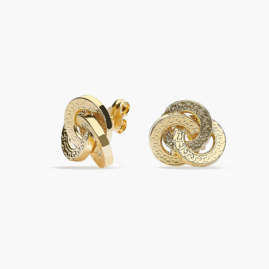 Pendientes de oro 18K nudo greca 12 mm