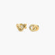 Pendientes doble círculo de oro 18K circonita 10 mm