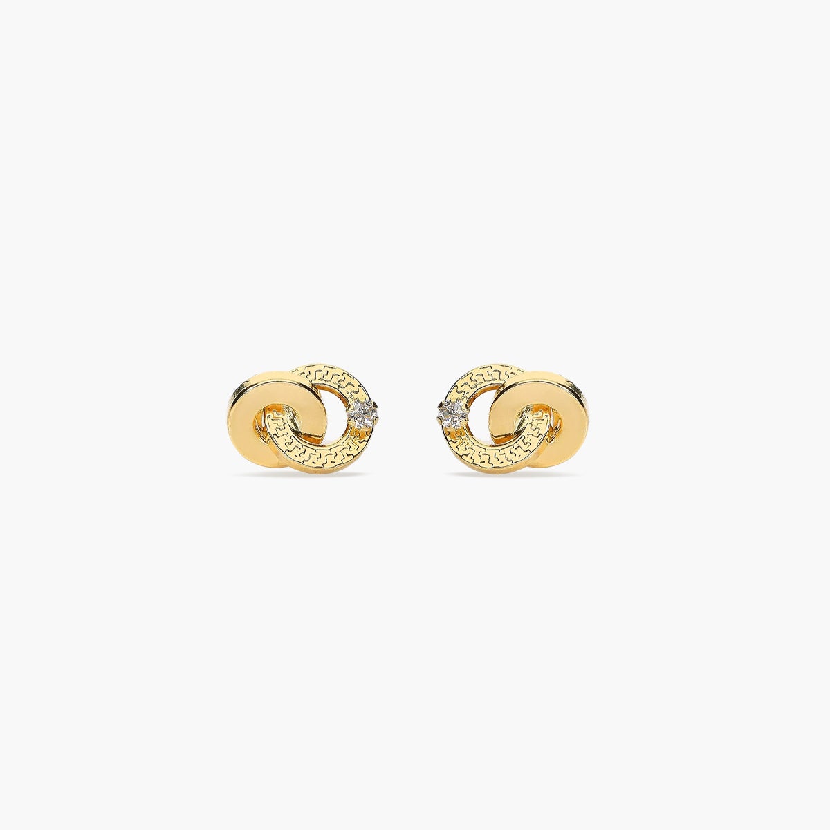 Pendientes doble círculo de oro 18K circonita 10 mm
