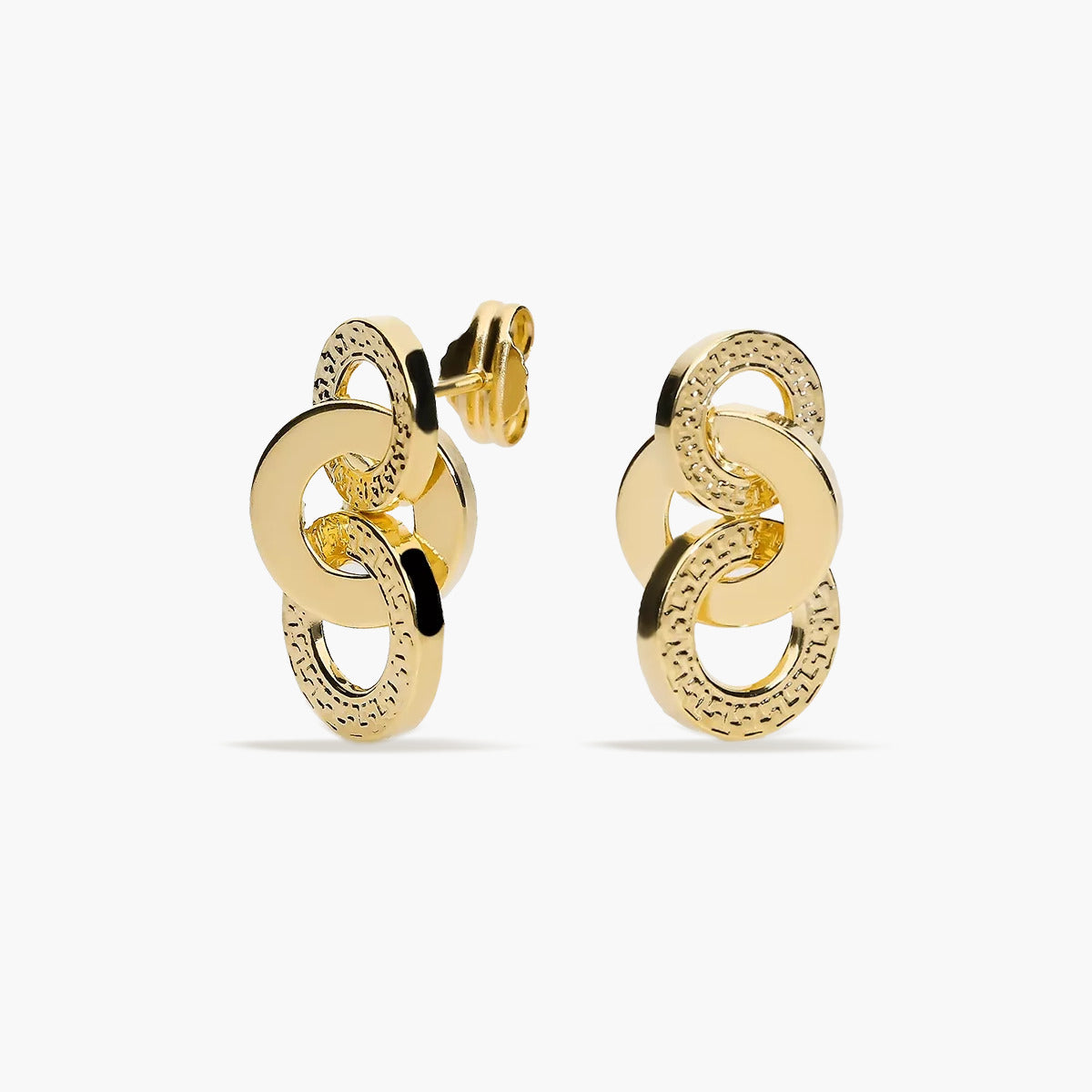 Pendientes triple círculo de oro 18K 16 mm