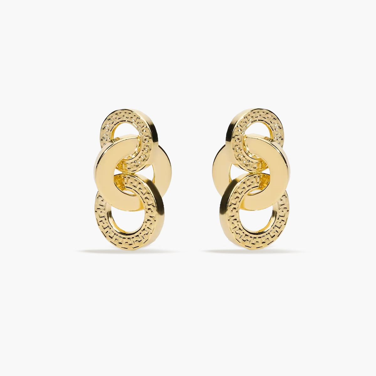 Pendientes triple círculo de oro 18K 16 mm
