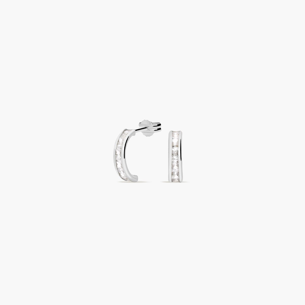 Pendientes de oro blanco 18K circonitas tipo cinquillo 10 mm