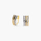 Pendientes de oro bicolor 18K circonitas tipo cinquillo 14 mm