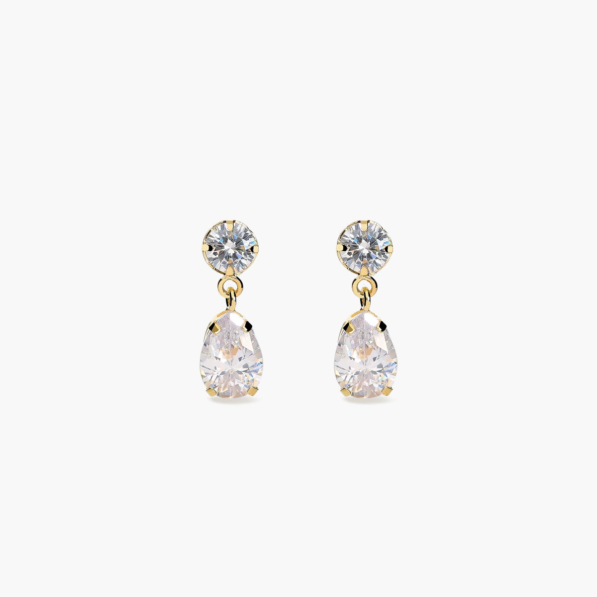 Pendientes largos de oro 18K circonitas 13 mm