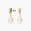 Pendientes largos de oro 18K con perlas y circonitas 23 mm