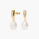Pendientes largos de oro 18K con perlas y circonitas 23 mm