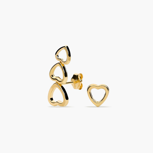 Pendientes corazones de oro 18K 18 mm