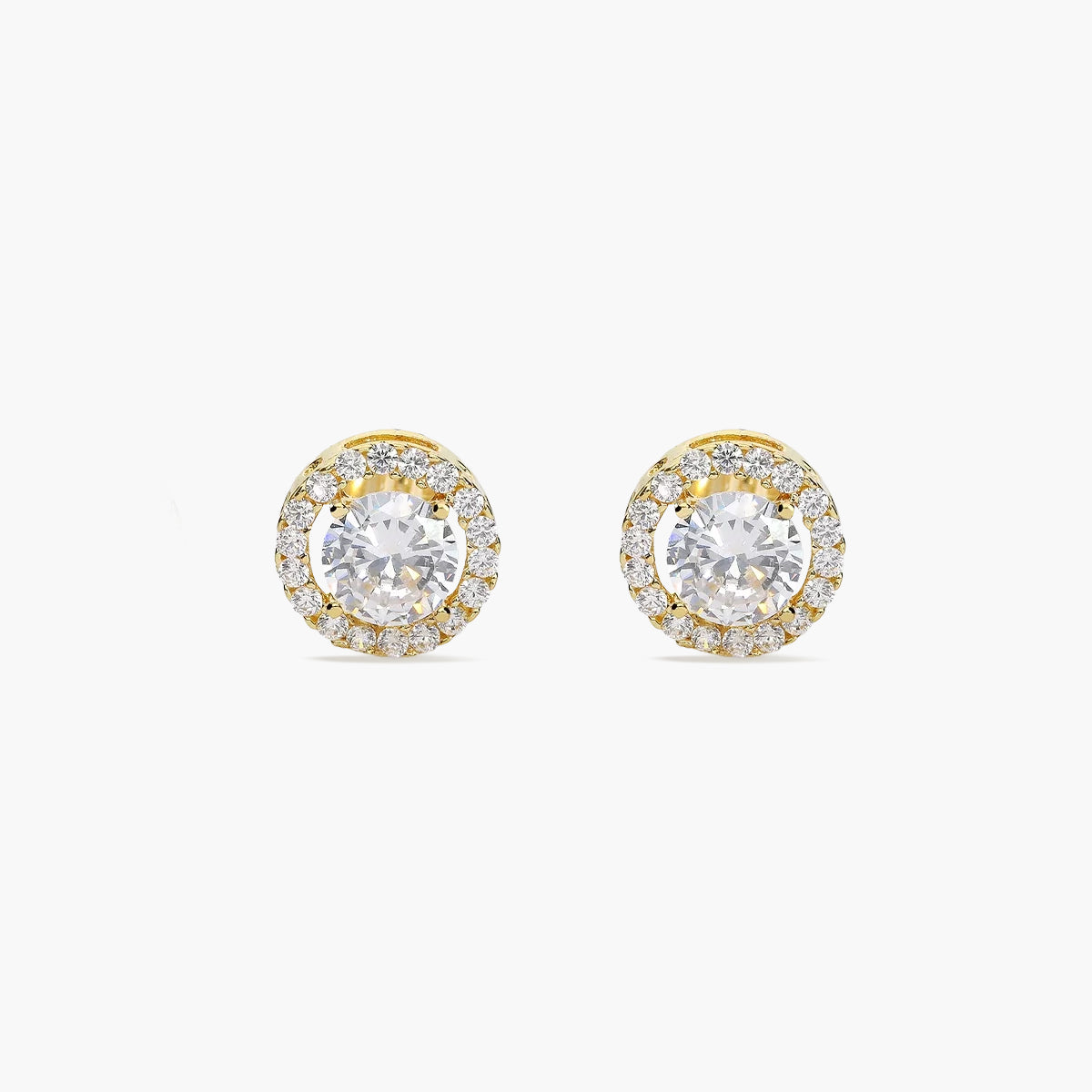 Pendientes redondos de oro 18K circonitas 8 mm