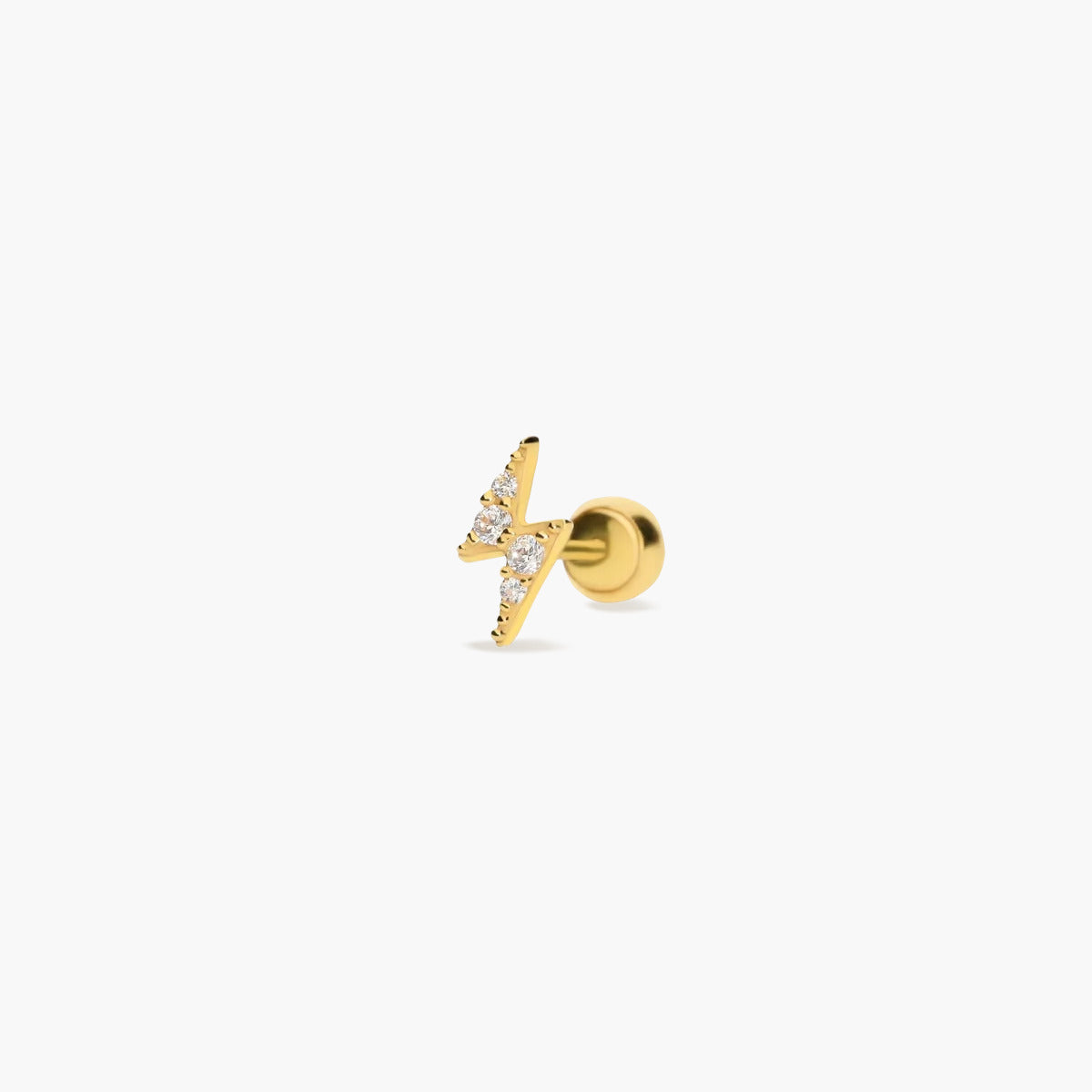 Piercing de oreja de oro 18K circonitas rayo