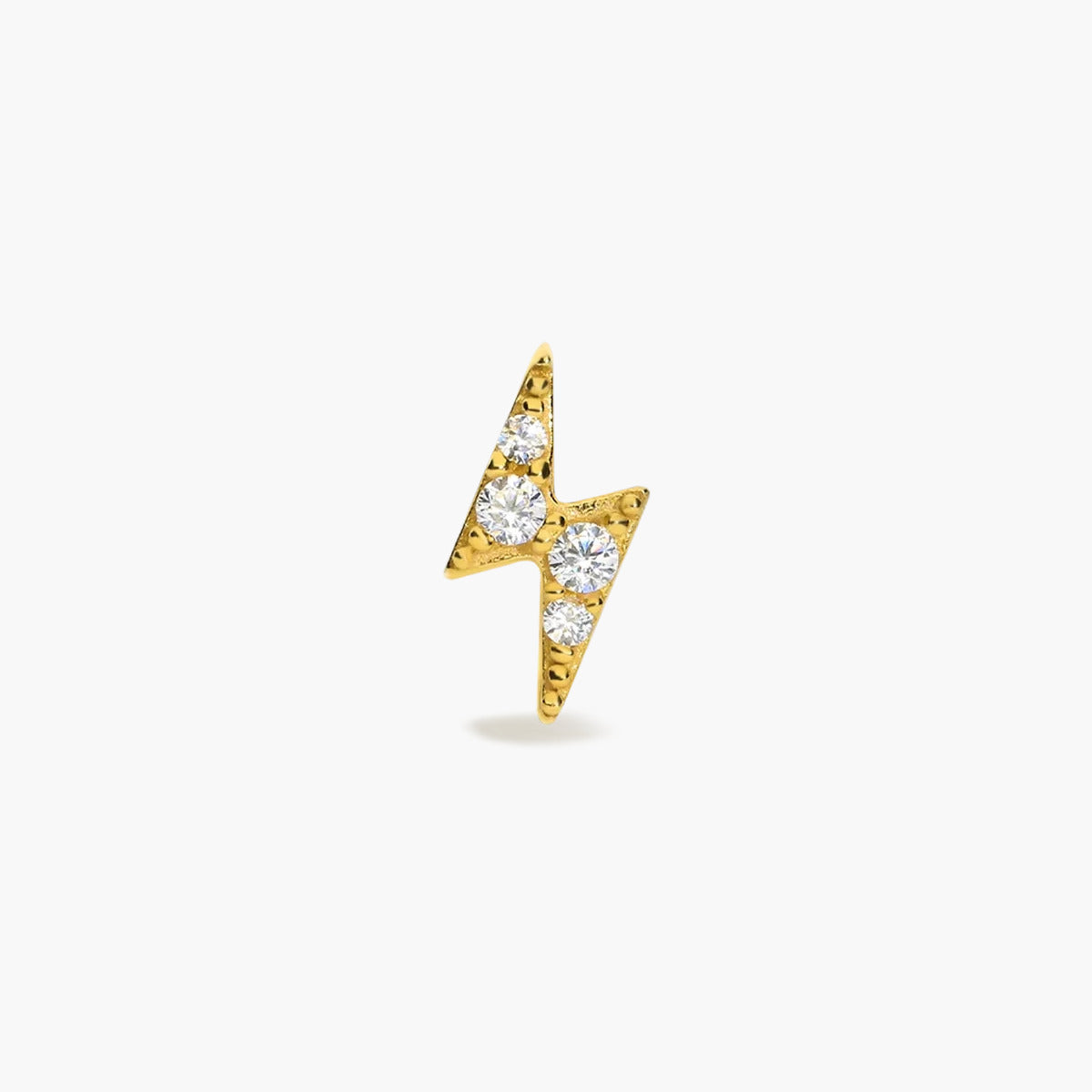 Piercing de oreja de oro 18K circonitas rayo