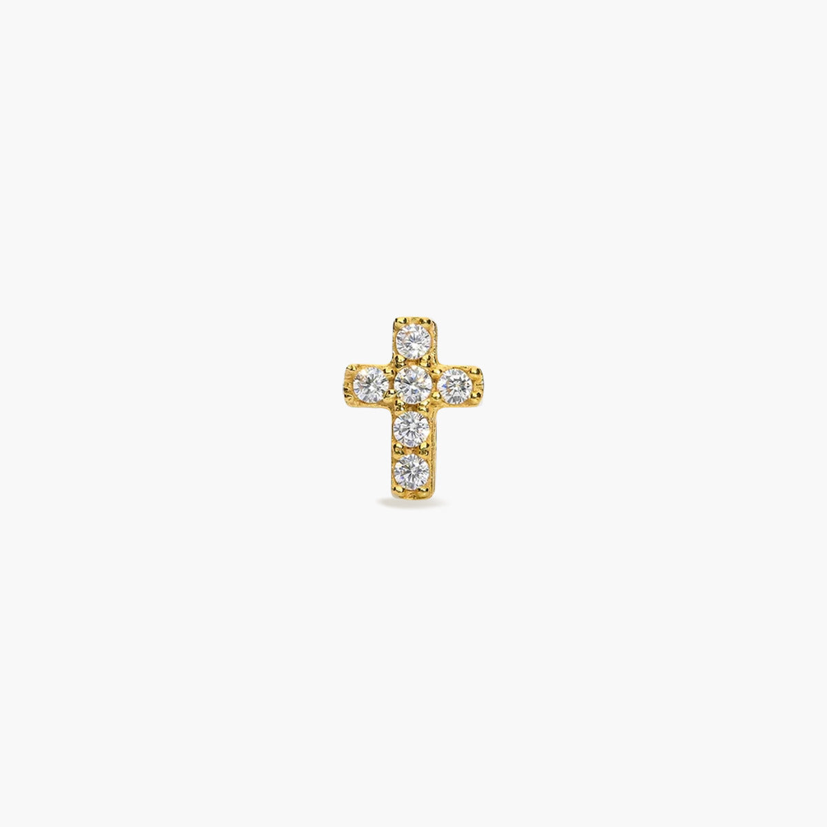 Piercing de oreja de oro 18K circonitas cruz