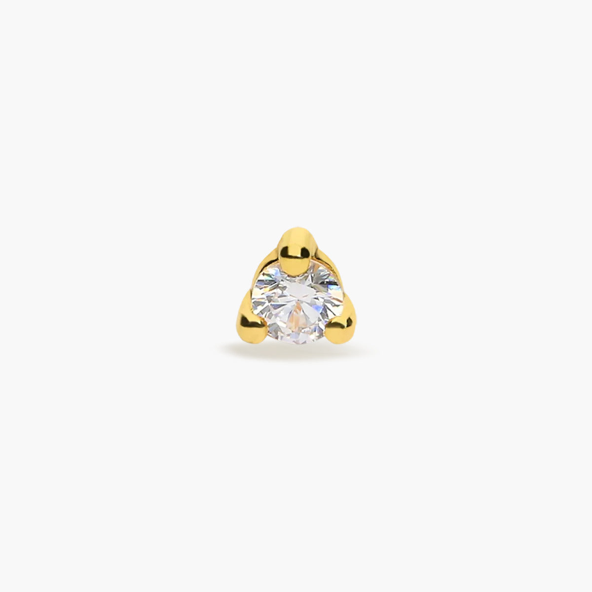 Piercing de oreja de oro 18K circonita redonda 2 mm