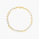 Pulsera de oro bicolor 18K eslabón oval corazón 19 cm