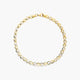 Pulsera de oro bicolor 18K eslabón oval espiga 19 cm