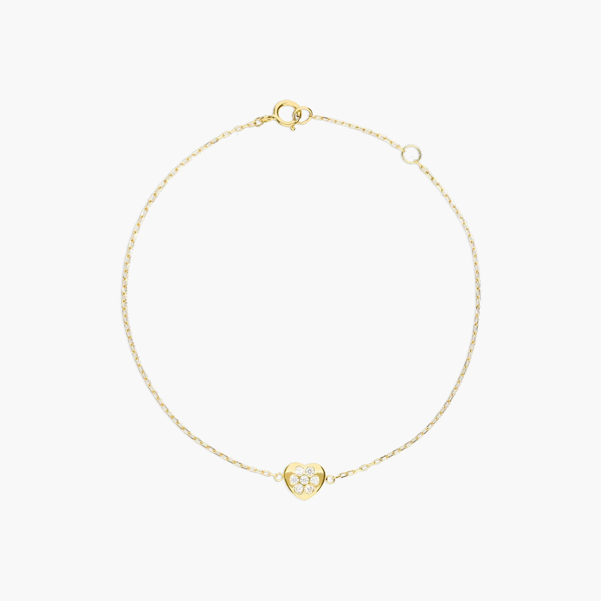 Pulsera de oro 18K circonitas con motivo en forma de corazón 16-18 cm