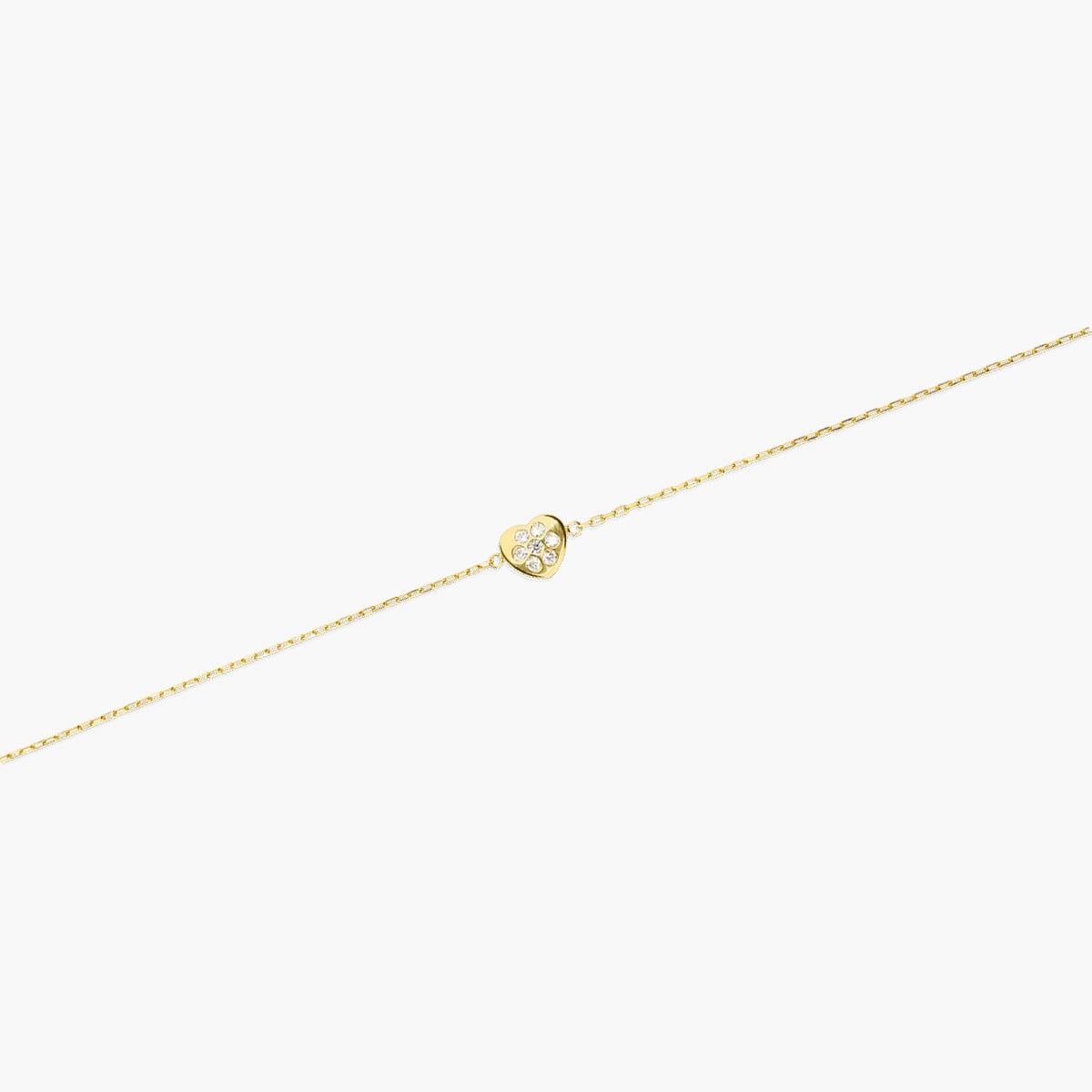 Pulsera de oro 18K circonitas con motivo en forma de corazón 16-18 cm