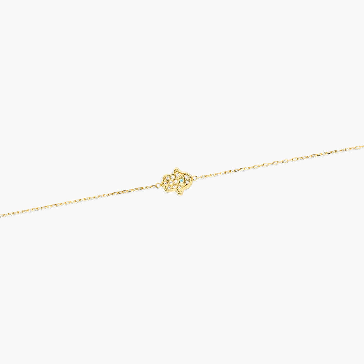 Pulsera de oro 18K circonitas con motivo en forma de mano de Fátima 16-18 cm