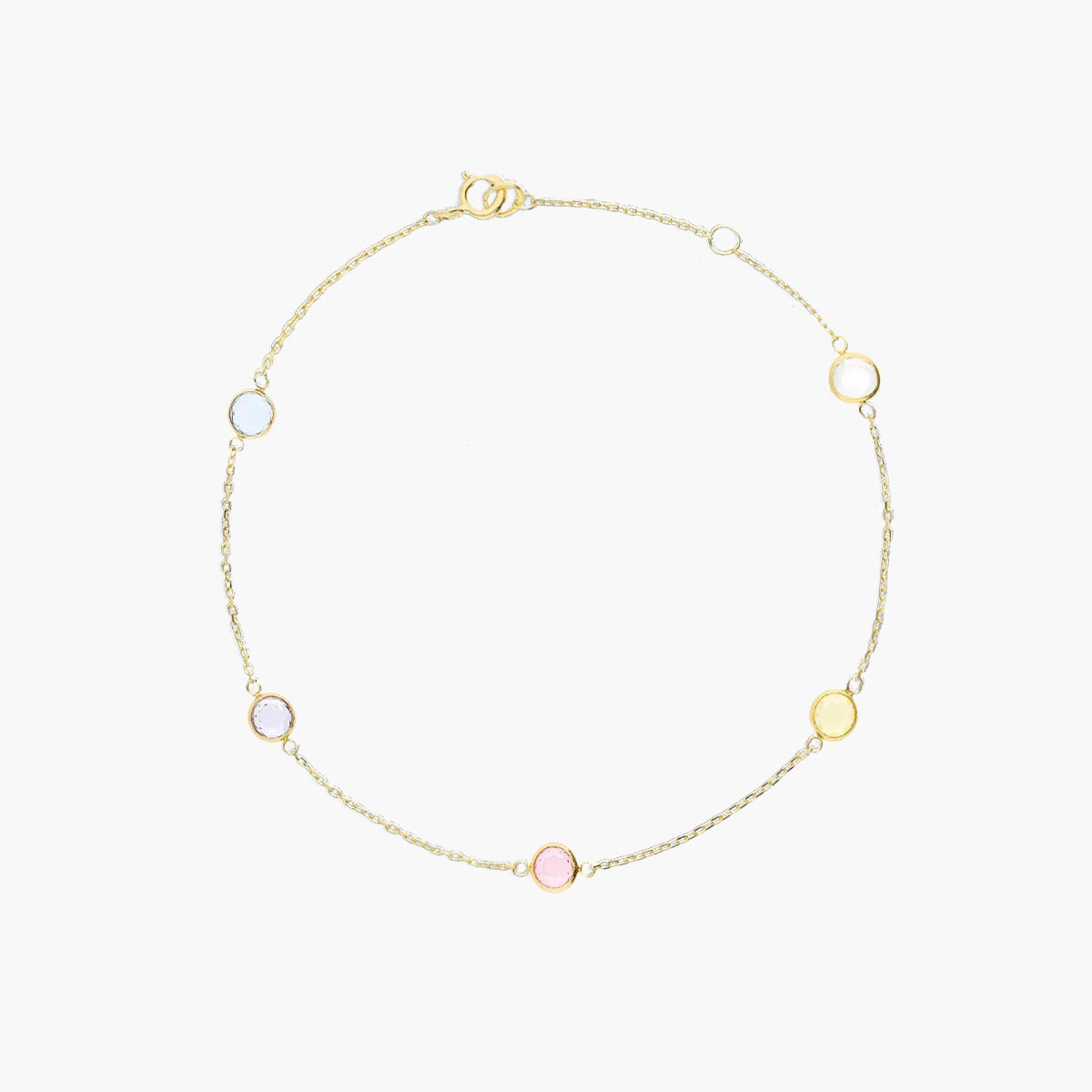 Pulsera de oro 18K circonitas multicolor 16-18 cm