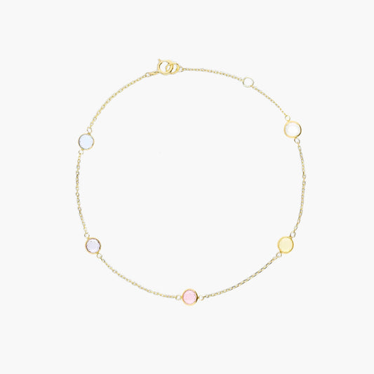 Pulsera de oro 18K circonitas multicolor 16-18 cm