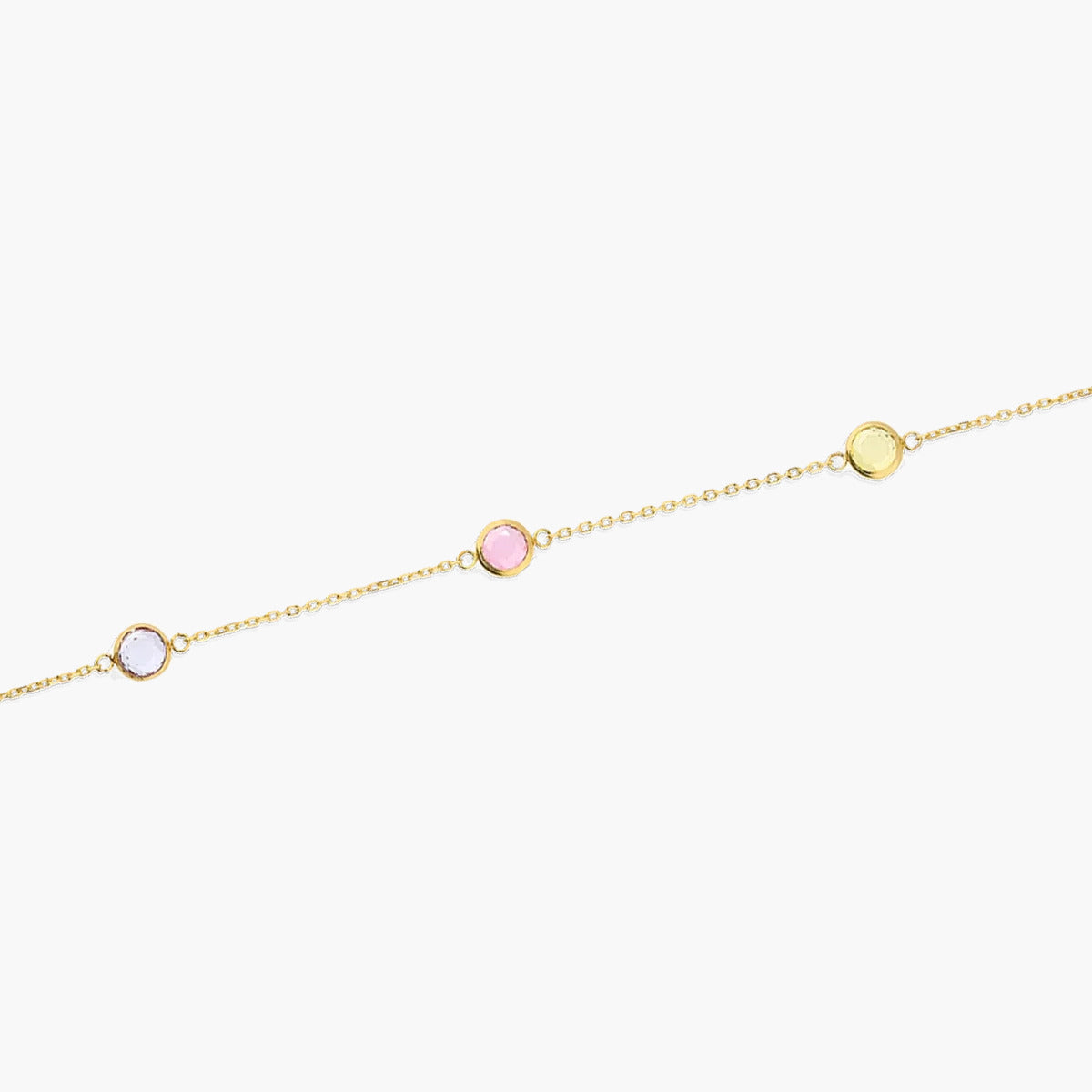 Pulsera de oro 18K circonitas multicolor 16-18 cm