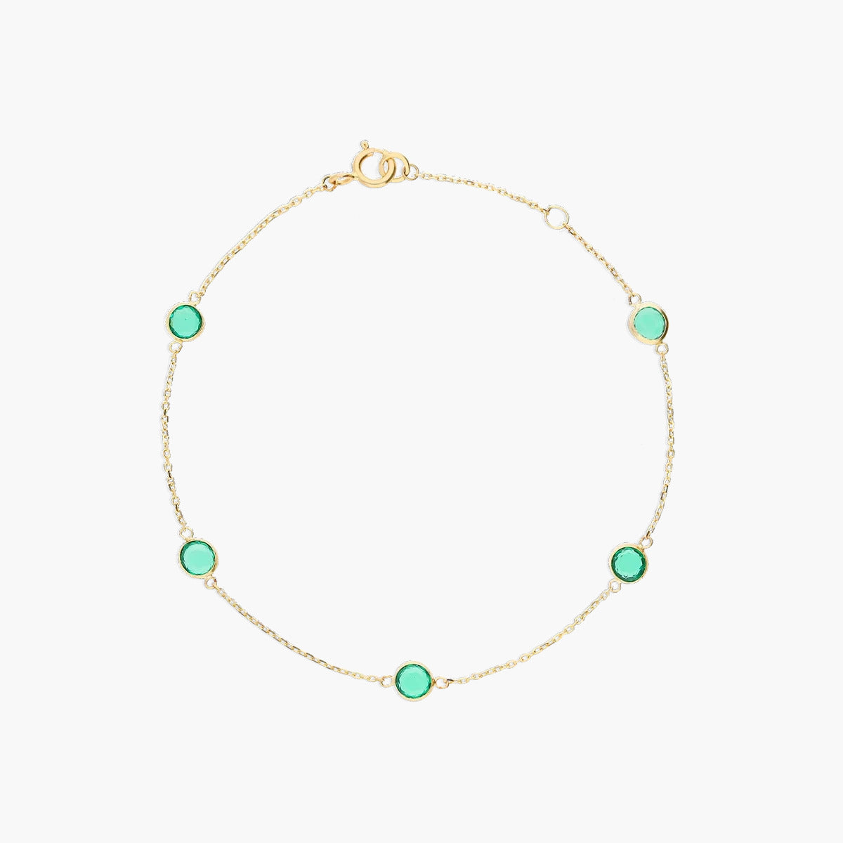 Pulsera de oro 18K circonitas verde 16-18 cm