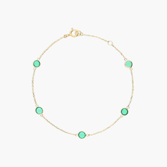 Pulsera de oro 18K circonitas verde 16-18 cm