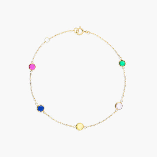 Pulsera de oro 18K circonitas multicolor 16-18 cm
