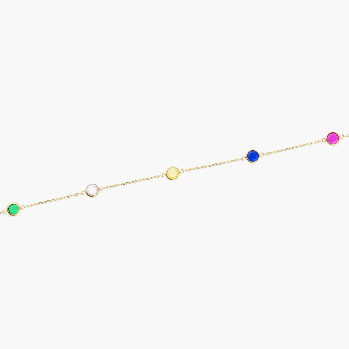 Pulsera de oro 18K circonitas multicolor 16-18 cm