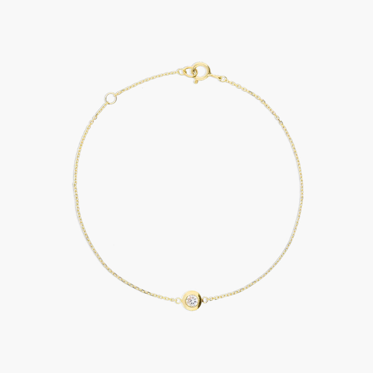 Pulsera de oro 18K circonita redonda 16-18 cm