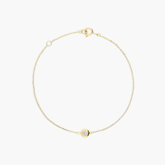 Pulsera de oro 18K circonita redonda 16-18 cm