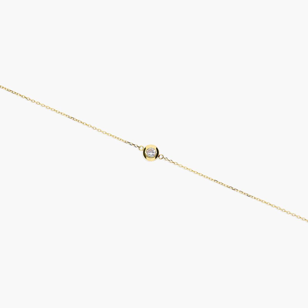Pulsera de oro 18K circonita redonda 16-18 cm