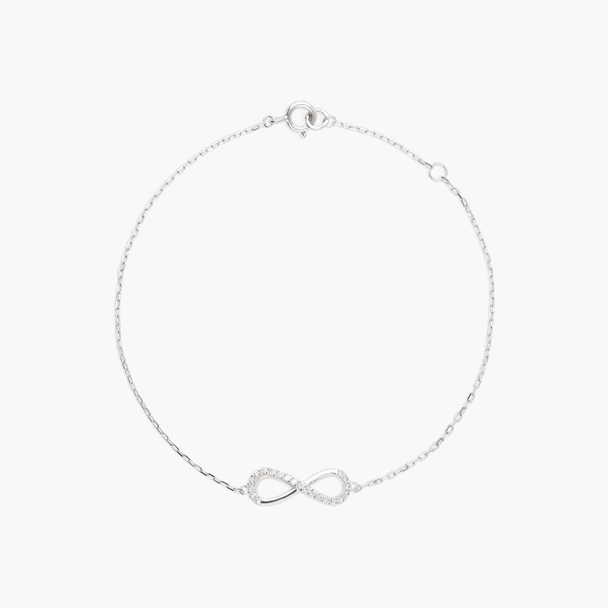 Pulsera de oro blanco 18K circonitas 17-19 cm INFINITY