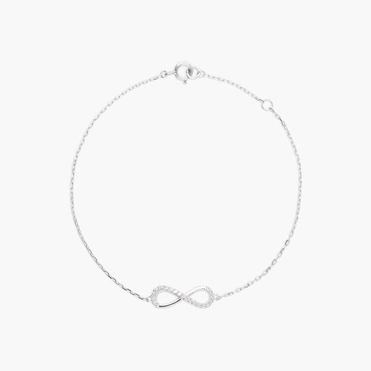 Pulsera de oro blanco 18K circonitas 17-19 cm INFINITY