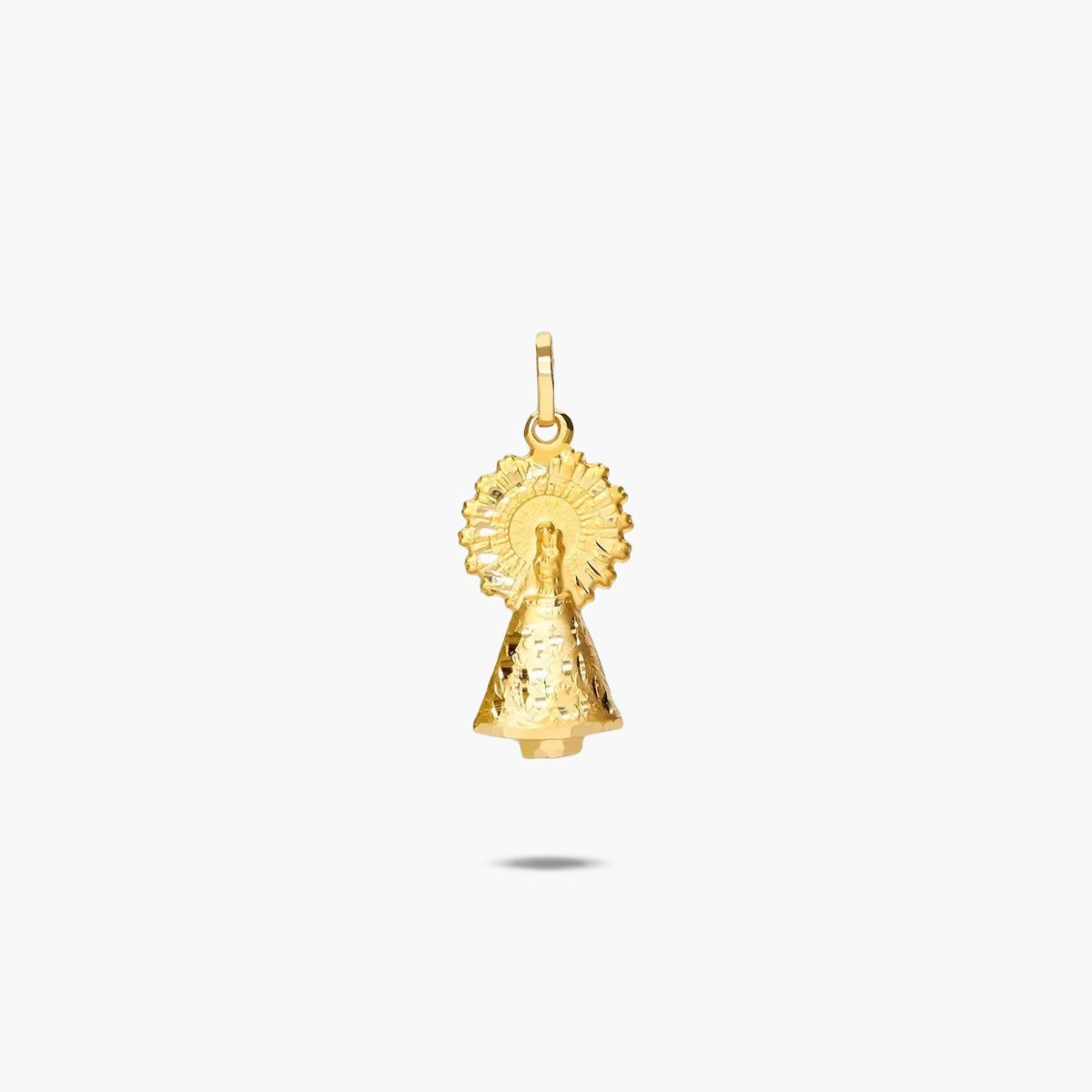 Medalla Virgen del Pilar con manto de oro 18K 25 mm