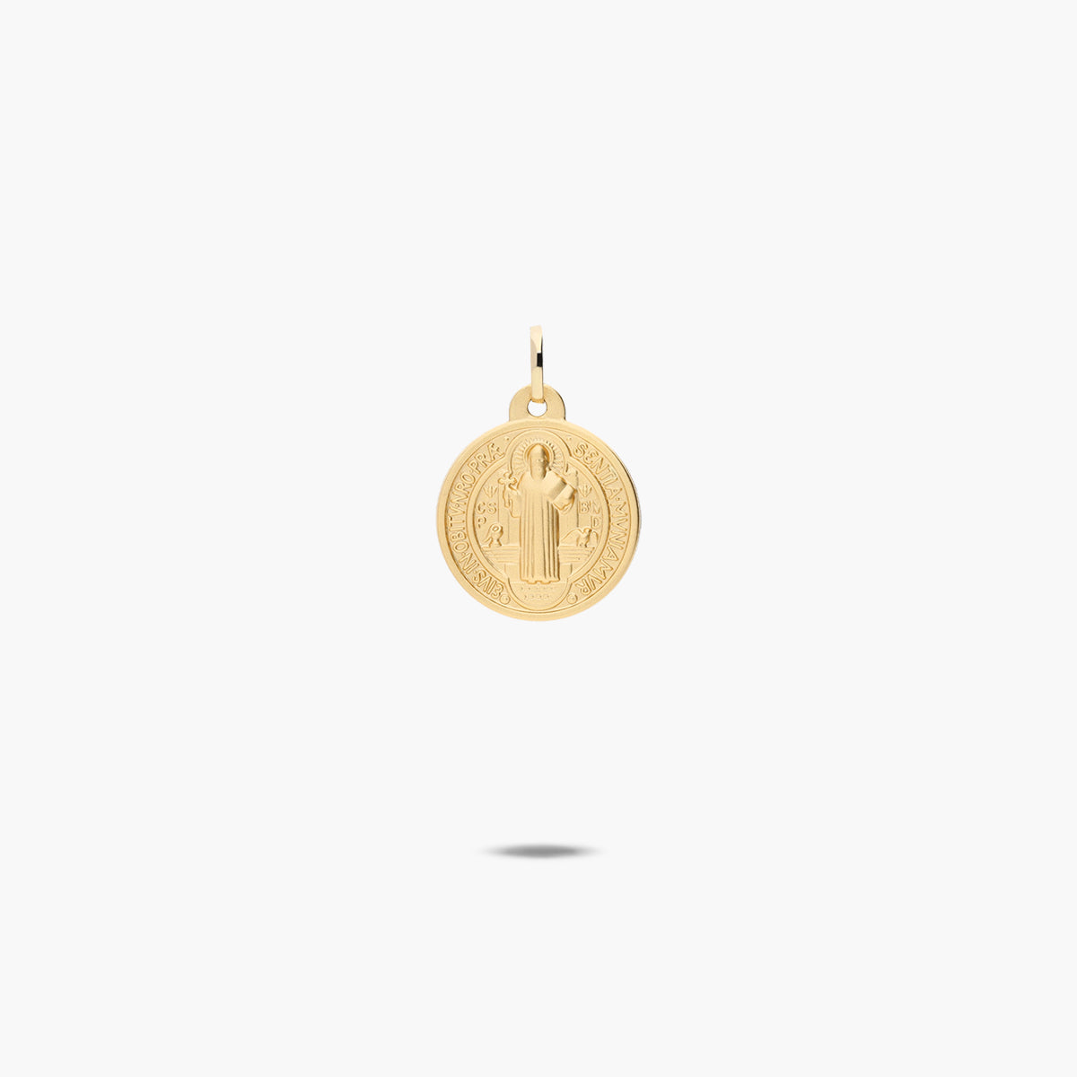 Medalla San Benito monje de oro 18K 14 mm