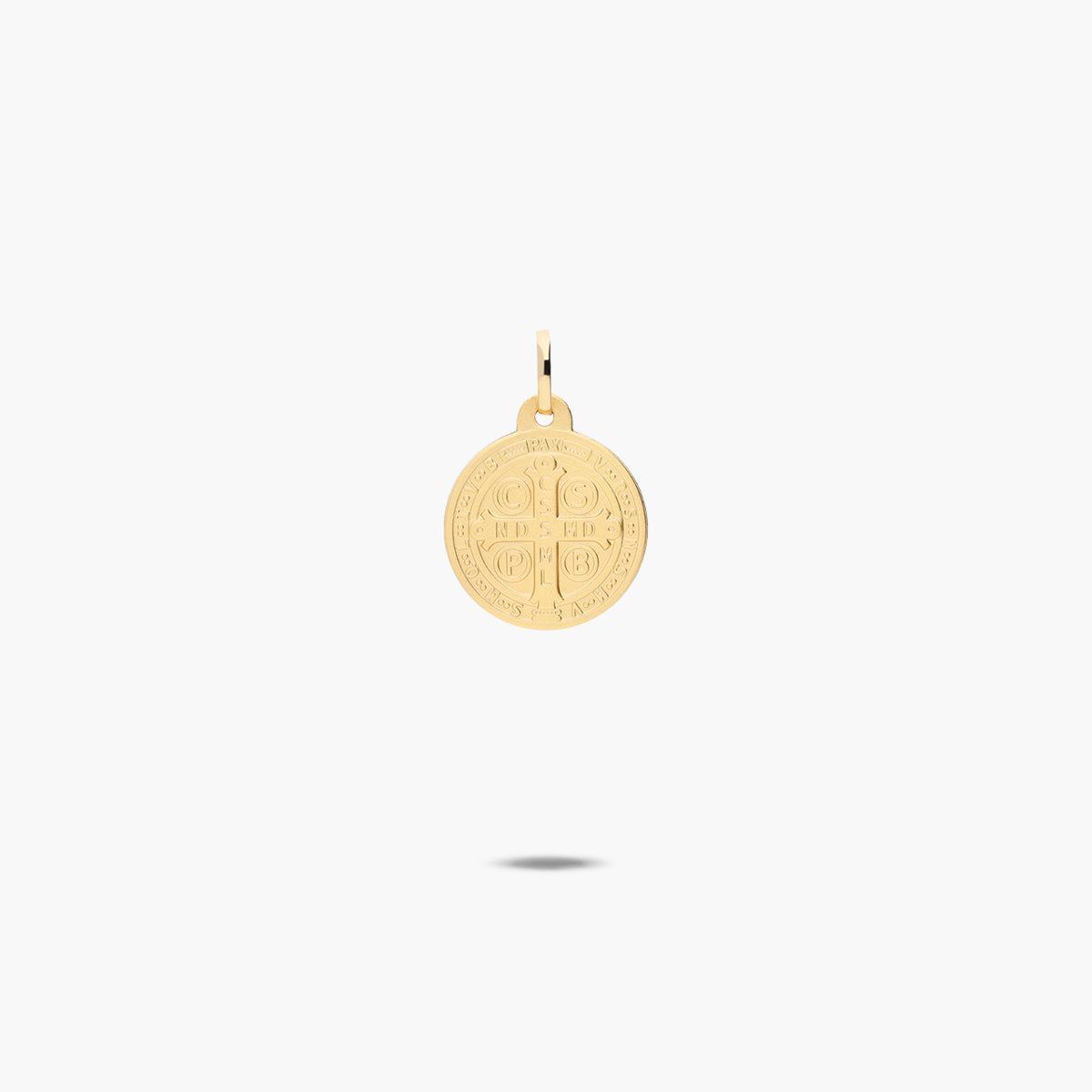 Medalla San Benito monje de oro 18K 14 mm