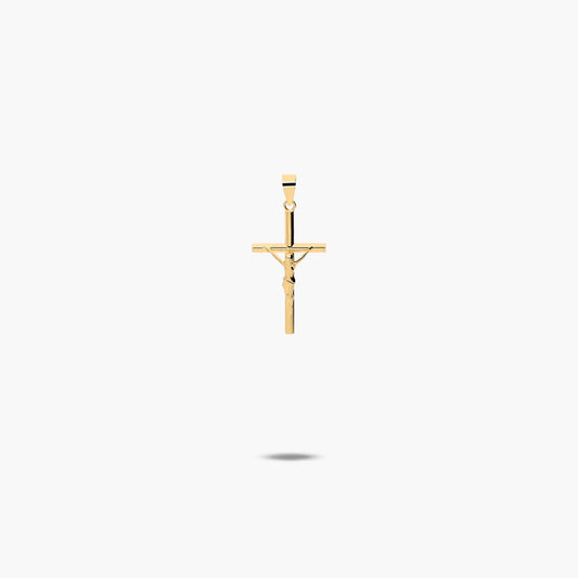 Cruz Cristo estampado de oro 18K 15 mm