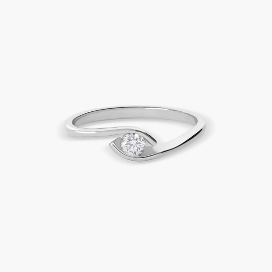 Anillo de oro blanco 18K diamante natural 0.15 ct. GRAVITY