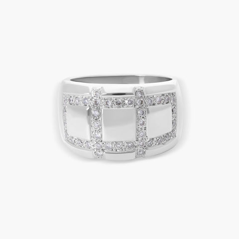 Anillo de oro blanco 18K diamante natural 0.48 ct. LUMINAIRE 80s