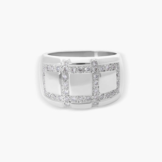 Anillo de oro blanco 18K diamante natural 0.48 ct. LUMINAIRE 80s