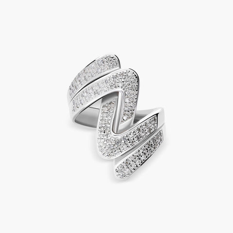 Anillo de oro blanco 18K diamante natural 0.56 ct. ZIGZAG